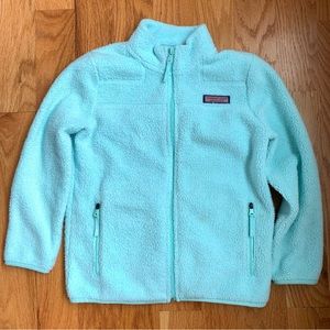 Girls Vineyard Vines Full Zip Fleece Light Blue size Medium (10/12).
